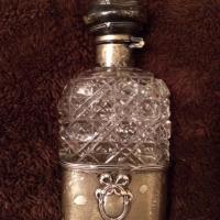 Silver and Cut Glass Flask