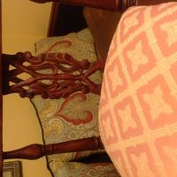 Chippendale roundabout chair wood detail.