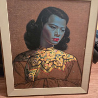 Vintage lithograph green lady