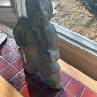 Inuit soapstone carving 14” tall