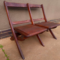 Antique solid oak 2-seater folding pew