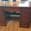 Mid-Century Colonial Desk with Typewriter pull-out shelf, 5 drawers