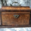 Antique Tea Caddy with Metal Canisters & Key