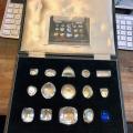 Historical Diamonds set and case showing stages of diamond cutting